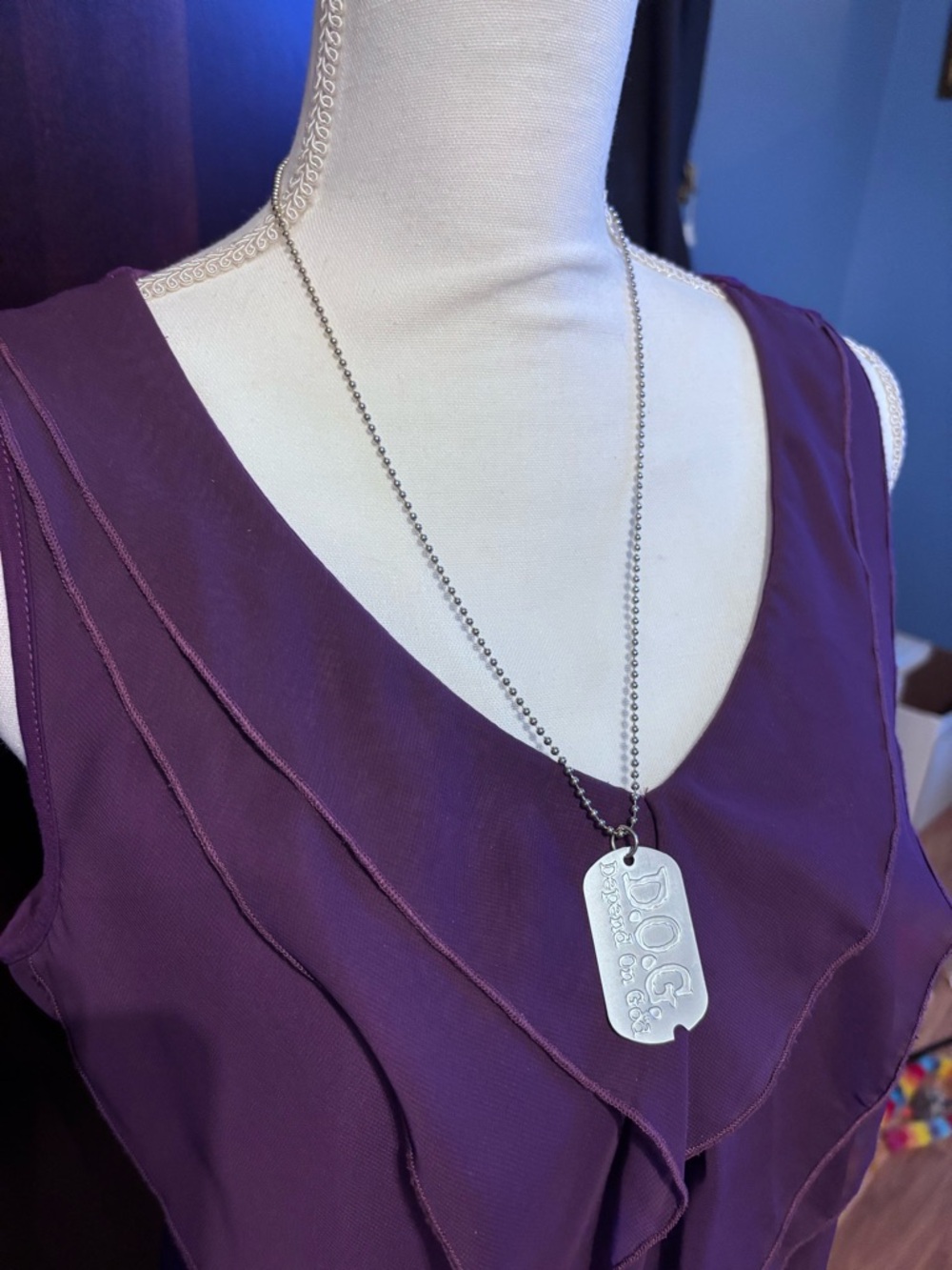 Depend On God/ D.O.G. Tags. Psalms 37:4. Silver chain necklace